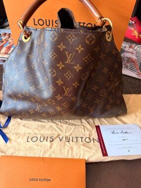 Louis Vuitton Artsy Monogram Canvas Shoulder Tote in Brown and Gold